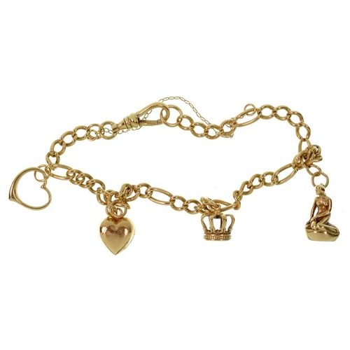 93 - A GOLD CHARM BRACELET, 18.7G