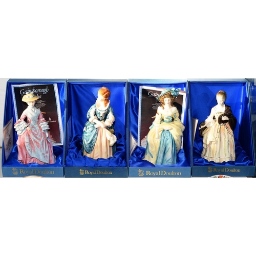 153 - A SET OF FOUR ROYAL DOULTON BONE CHINA GAINSBOROUGH LADIES SERIES FIGURES, 23CM H, PRINTED MARK, WIT... 