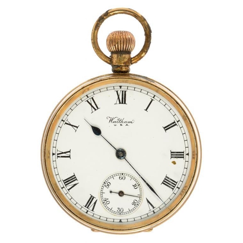 2 - A WALTHAM 9CT GOLD KEYLESS LEVER WATCH, BIRMINGHAM 1925