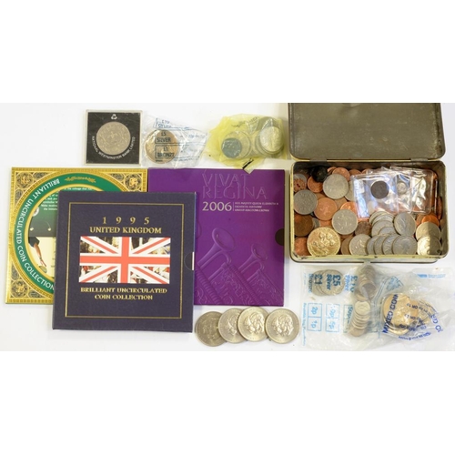 243 - MISCELLANEOUS ENGLISH PRE AND POST DECIMAL COINS, INCLUDING COMMEMORATIVE CROWNS AND THREE B.U YEAR ... 