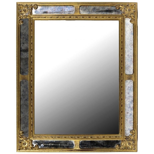 347 - AN 18TH C STYLE GILT MIRROR WITH CHAMFERED SLIP MIRROR SURROUND, 77CM H