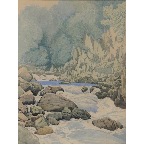 358 - FOLLOWER OF FRANCIS TOWNE LANDSCAPES, WITH ROCKY TORRENTS, A PAIR OF WATERCOLOUR, 28 X 21CM