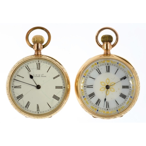 40 - TWO GOLD KEYLESS WATCHES, MARKED 10C