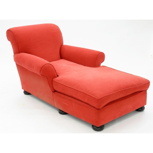 402 - A RED UPHOLSTERED DAY BED, 170CM L