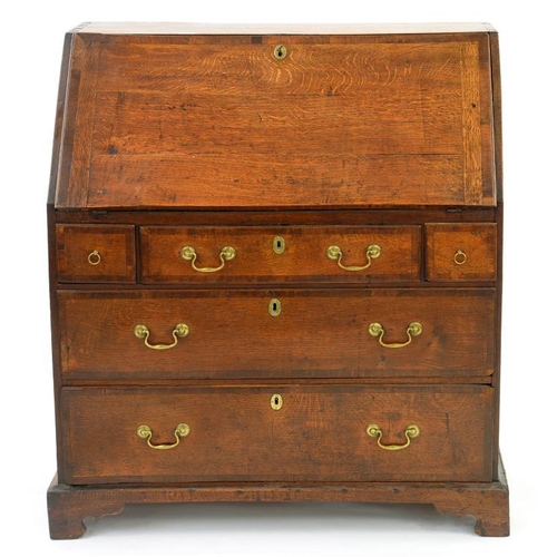 404 - A GEORGE III OAK BUREAU, 94CM W