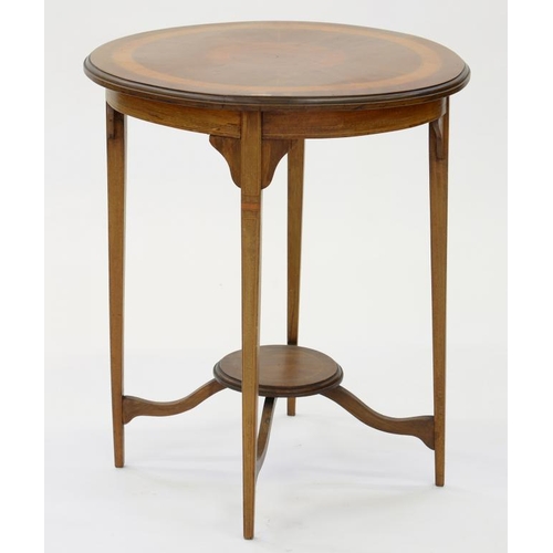 408 - AN EDWARD VII MAHOGANY AND INLAID OCCASIONAL TABLE, 61CM D