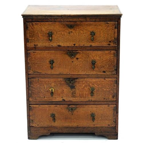 439 - AN OAK CHEST OF DRAWERS, 68CM W, 19TH C