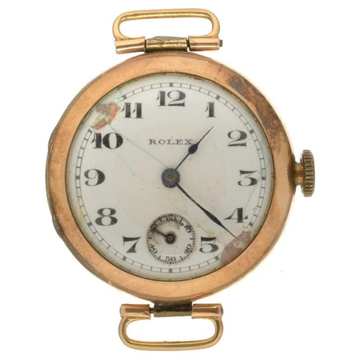 8 - A ROLEX 9CT GOLD WRISTWATCH WITH ENAMEL DIAL, BIRMINGHAM 1919