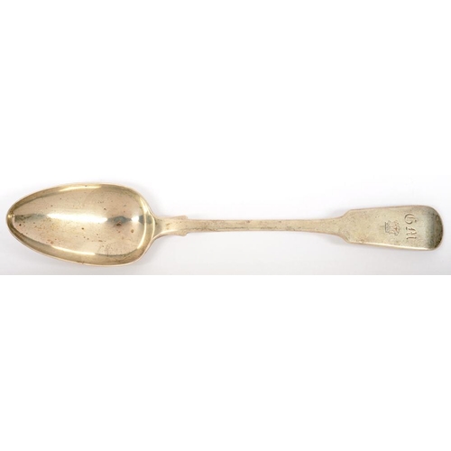 159 - A WILLIAM IV SILVER SERVING SPOON, 29.5 CM L, LONDON 1832, 5OZS