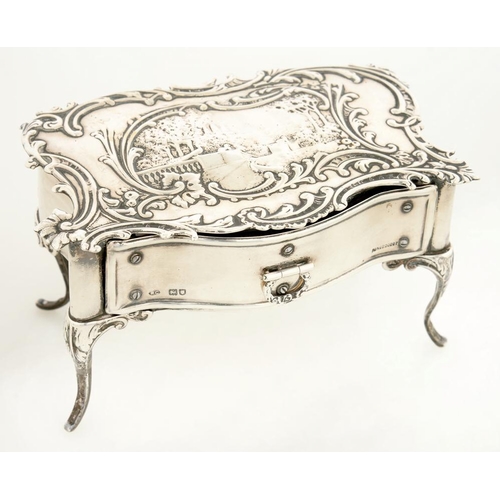 167 - AN EDWARD VII SILVER TRINKET BOX IN THE FORM OF A TABLE, 15 CM W, LONDON 1902