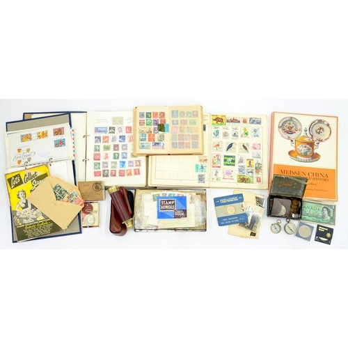 407 - A COLLECTION OF POSTAGE STAMPS, ETC