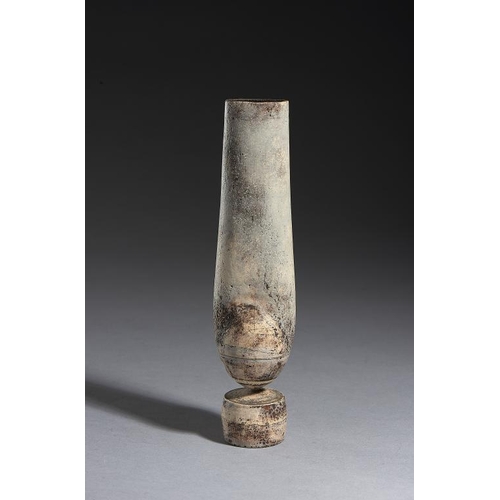 558 - HANS COPER (1920-1981) STONEWARE ELONGATED FORM ON BASE, C1967  of slightly tapered, flattened cylin... 