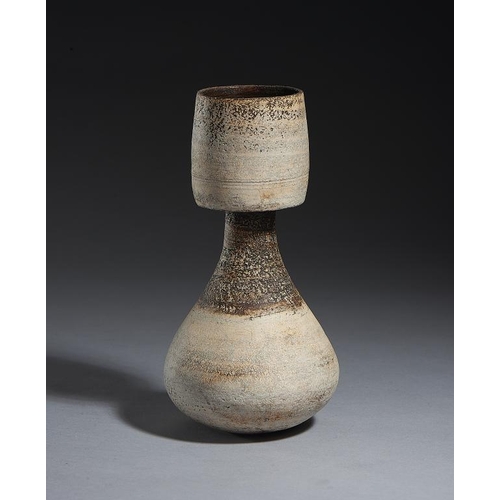 560 - HANS COPER (1920-1981) STONEWARE FORM  WITH COLLAR, C1965 the white slip over a textured surface, 23... 