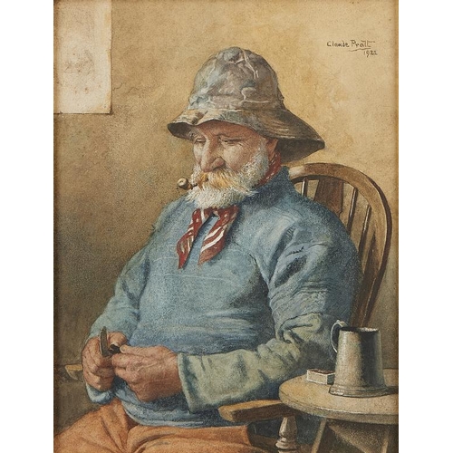 575 - CLAUDE PRATT (1860-1935) AN OLD FISHERMAN  signed, watercolour, 27.5 x 20cm  and a  picture by the s... 