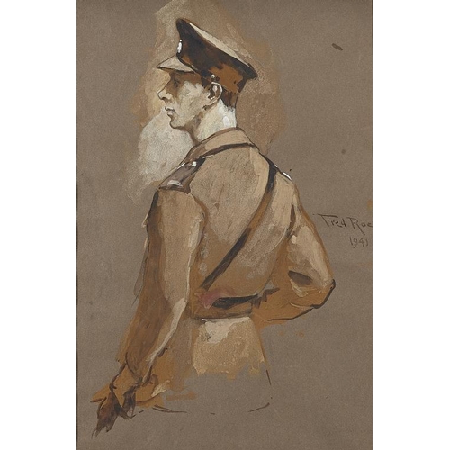 583 - FRED ROE, RI (1864-1947)  STUDY OF KING GEORGE VI   signed and dated 1941, gouache on coloured paper... 