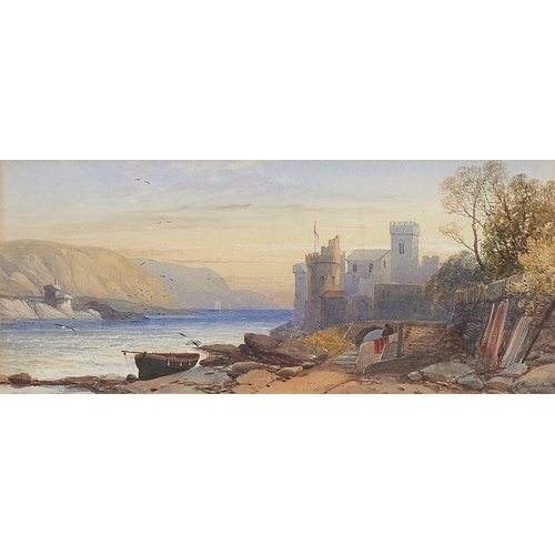 586 - JAMES BURRELL SMITH (1822-1897) DARTMOUTH CASTLE   signed and dated 1874, watercolour, 15 x 34.5cm... 