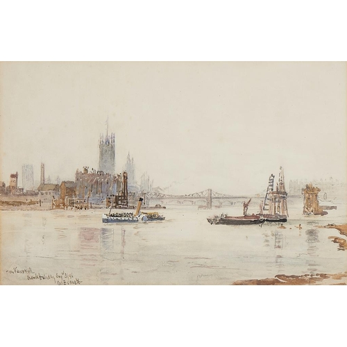 587 - ALFRED JOHN BENNETT (1861-C1923) WESTMINSTER FROM VAUXHALL  signed, dated Bank Holiday Augst 31 '96 ... 