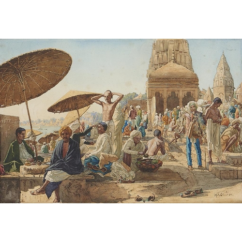 591 - �HERBERT ARNOULD OLIVIER, RBA, RI, RP (1861-1952) AT VARANASI ON THE RIVER GANGES, INDIA signed, wat... 