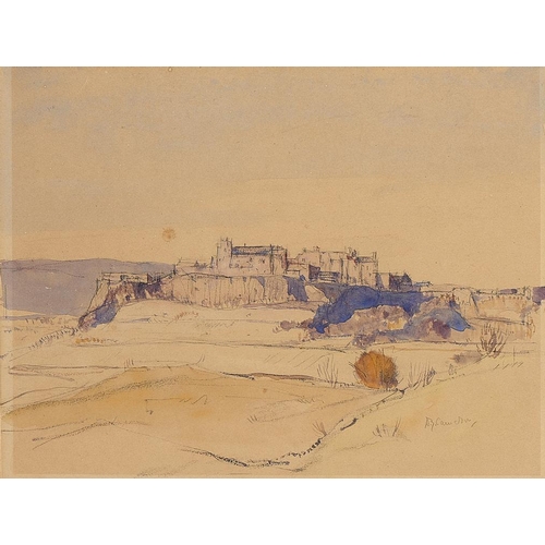 606 - SIR DAVID YOUNG CAMERON, RA, RE, RSA (1865-1945) STIRLING CASTLE  signed, watercolour, 20.5 x 29.5cm... 