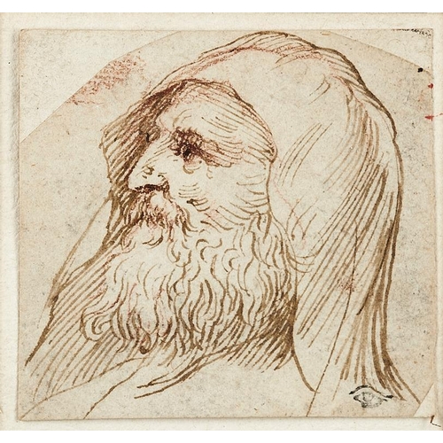 613 - DOMENICO CAMPAGNOLA (C1500-1564) HEAD OF A MAN  pen and brown ink with traces of red chalk, 5.5 x 6c... 