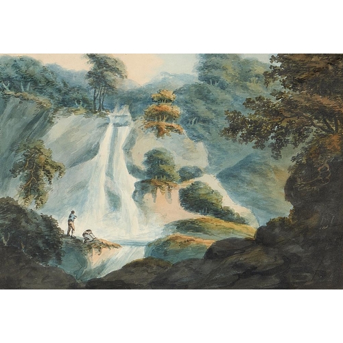 621 - WILLIAM PAYNE (1760-1830) A WATERFALL watercolour, 21.5 x 31cm and English School, late 19th c Corn ... 