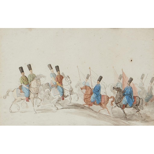 622 - JEAN BAPTISTE HILAIRE (1753-1822)  OTTOMAN CAVALRY  bears signature, watercolour, 18.5 x 28.5cm ... 