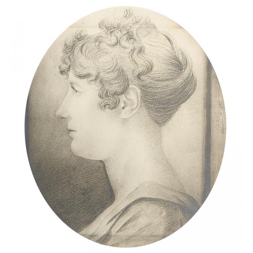 623 - JOHN HENNING (1771-1851) THE HEAD OF YOUNG WOMAN   in profile, signed (Henning F)  and dated 1807, p... 