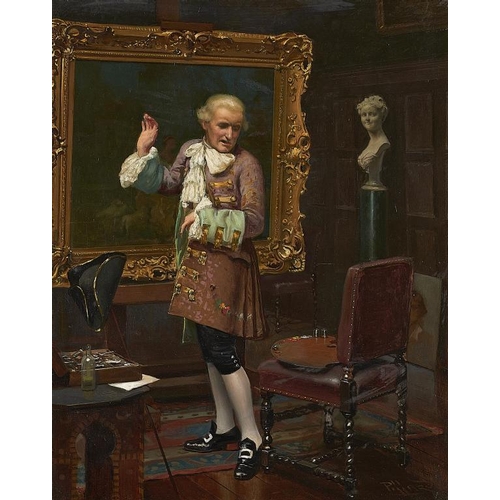 645 - HAROLD HUME PIFFARD (1867-1938) A CATASTROPHE IN THE STUDIO signed, oil on board, 62 x 49.5cm... 