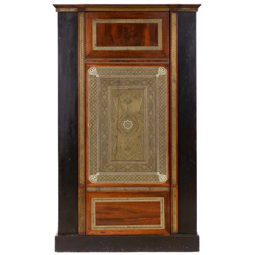 851A - A VICTORIAN ROSEWOOD, EBONISED AND ANGLO INDIAN IVORY AND SADELI WARDROBE, EARLY-MID 19TH C AND MADE... 