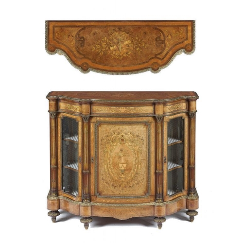 859 - A FINE VICTORIAN ORMOLU MOUNTED WALNUT, SATINWOOD,  PURPLE WOOD AND MARQUETRY SIDE CABINET, C1875  s... 