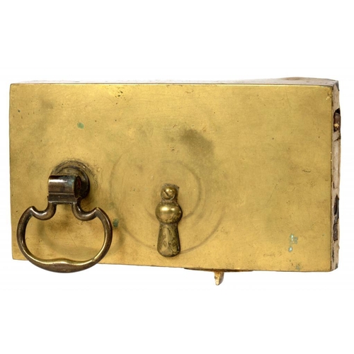 262 - BRONTE SISTERS.  A GEORGE III BRASS DOOR RIMLOCK TRADITIONALLY BELIEVED TO HAVE ORIGINATED AT  PONDE... 