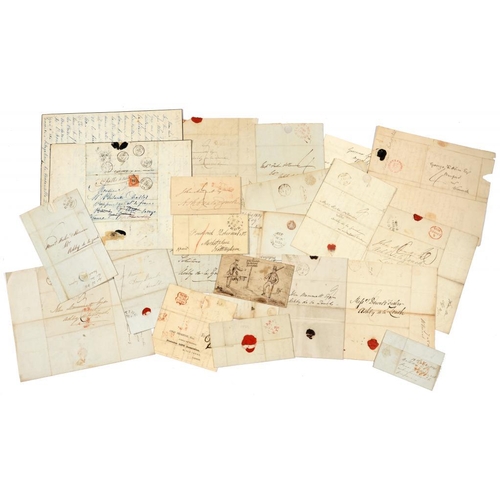 268 - POSTAL HISTORY.  ENTIRE LETTERS, 1835-40 several to Ashby de la Zouch with a variety of handstamps i... 