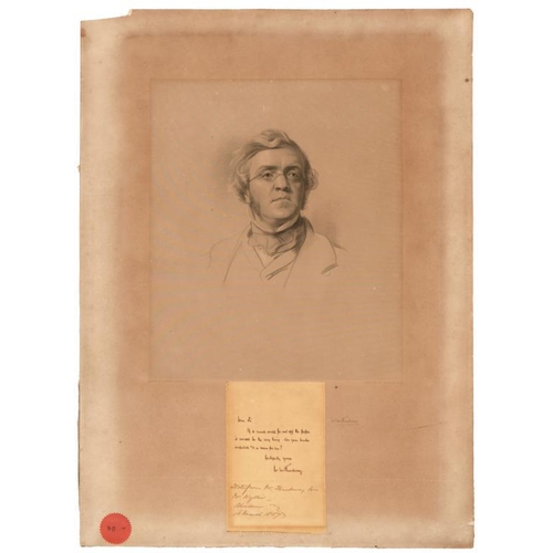 274 - THACKERAY (WILLIAM MAKEPEACE) (1811-1863) AUTOGRAPH NOTE  signed np, nd, three lines, laid down with... 