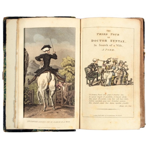 296 - [COMBE (WILLIAM)] THE TOUR OF DR SYNTAX, LONDON, ACKERMANN 1823 three volumes, small 8vo, hand colou... 