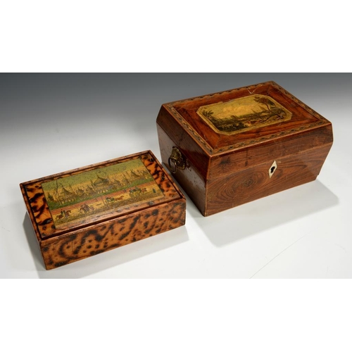 560 - A REGENCY  TUNBRIDGE OR BRIGHTON WHITEWARE FAUX TORTOISESHELL PAINTED  BOX, C1820  the lid applied w... 