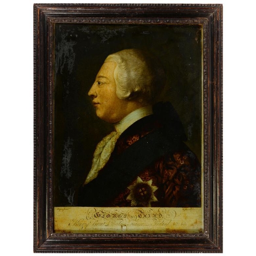 576 - A GEORGE III MEZZOTINT-UNDER-GLASS OF GEORGE THE THIRD KING OF GREAT BRITAIN, FRANCE AND IRELAND BY ... 