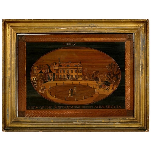 600 - A REGENCY COLOURED STRAW WORK PICTURE OF A 