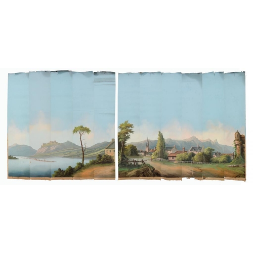 626 - ELEVEN ROLLS OF FRENCH PANORAMIC  WALLPAPER IN THE MANNER OF ZUBER & CIE, FIRST HALF 20TH C gouache,... 