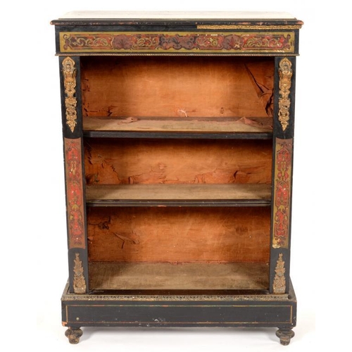 779 - A VICTORIAN  GILT BRASS MOUNTED AND EBONISED BOULLE PIER CABINET, C1870  110cm h; 34 x 79cm... 