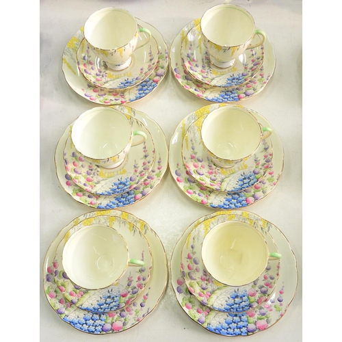 208 - AN E. BRAIN AND CO FOLEY CHINA PRIMROSE GROUND FLORAL TEA SERVICE, PRINTED MARK, PATTERN V1909, 1930... 