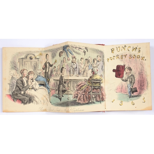 313A - PUNCH'S POCKET BOOK FOR 1865, WITH HAND COLOURED TITLE AND FOLDING FRONTISPIECE 'PUNCH'S SPIRIT LAMP... 