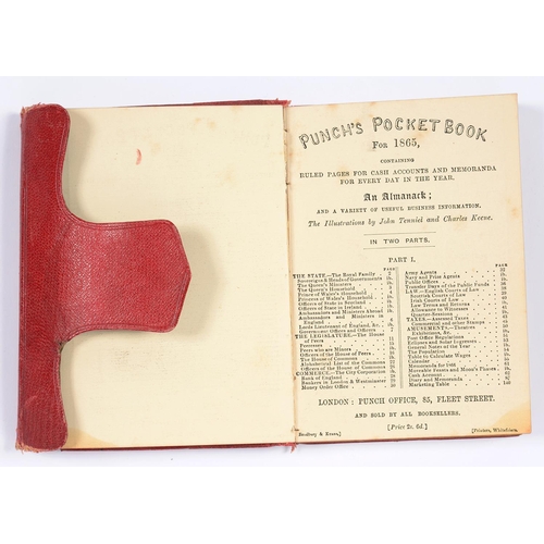 313A - PUNCH'S POCKET BOOK FOR 1865, WITH HAND COLOURED TITLE AND FOLDING FRONTISPIECE 'PUNCH'S SPIRIT LAMP... 