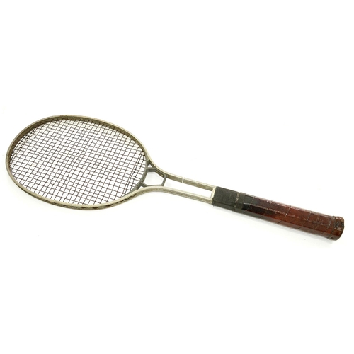 263 - A BIRMAL ALL METAL ALLOY LAWN TENNIS RACQUET, WITH WIRE STRINGING, C1922