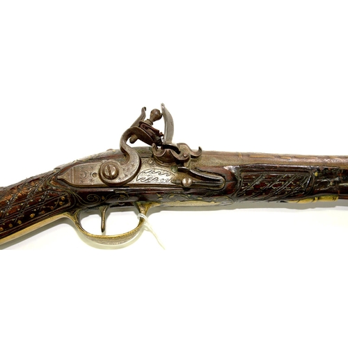 271 - AN 18TH C STYLE FLINTLOCK BLUNDERBUSS, EARLY 20TH C, INCORPORATING EARLIER ELEMENTS, 49CM L