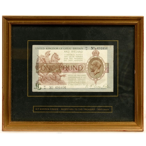 278 - PAPER MONEY. BANK OF ENGLAND, TEN BANK NOTES, 10s - £10, WARREN FISHER - PAGE, IN SIX FRAMES&n... 