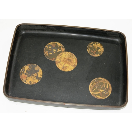 281 - A JAPANESE LACQUER TRAY, MEIJI PERIOD, 39CM L