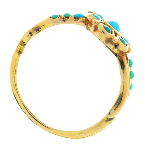 79 - A VICTORIAN TURQUOISE RING IN GOLD, 3G, SIZE O AND TWO VICTORIAN RING BOXES