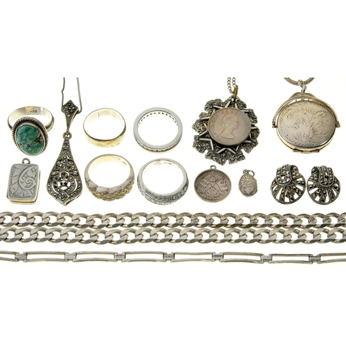 102 - MISCELLANEOUS SILVER JEWELLERY, 145G