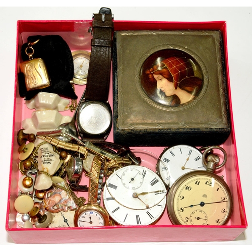 110 - MISCELLANEOUS WATCHES AND OTHER ARTICLES, TO INCLUDE TWO 9CT GOLD CASED LADY'S WRISTWATCHES, A SILVE... 