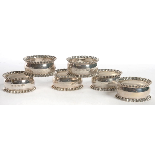 162 - A SET OF SIX VICTORIAN SILVER NAPKIN RINGS, BY DEAKIN & FRANCIS, BIRMINGHAM 1898, 3OZS 10DWTS